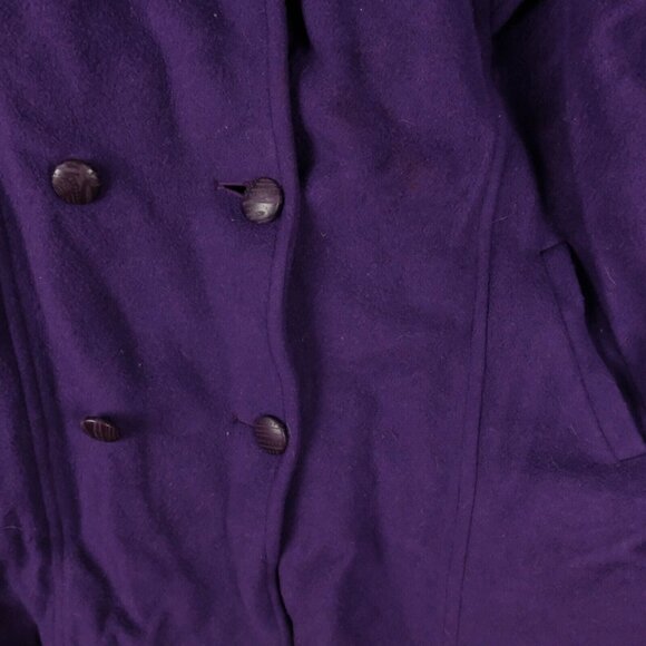 London Fog Coat Womens 12 M Purple Wool Cashmere Double Breasted Heavy 80S - Picture 3 of 10